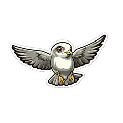 Obraz premium Adorable Cartoon Bird in Flight, Cute Avian Sticker Design