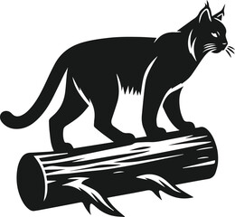 Vector silhouette of a bobcat animal 