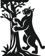Vector silhouette of a bobcat animal 
