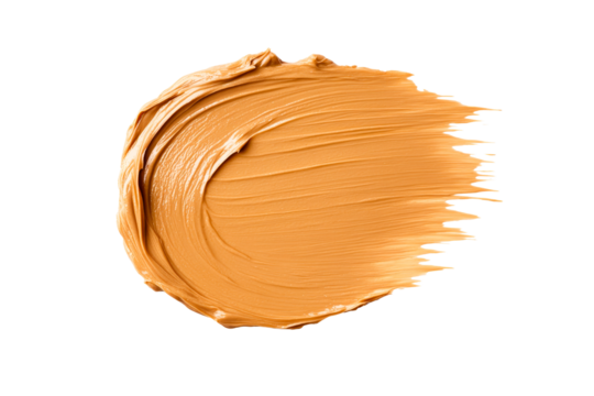 Smooth application of foundation cream on a transparent background