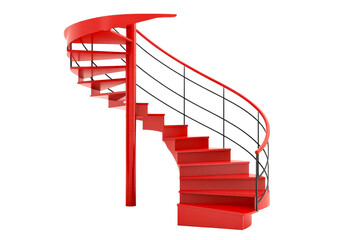 Red spiral staircase with smooth design and elegant curves