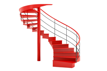 Red spiral staircase with smooth design and elegant curves