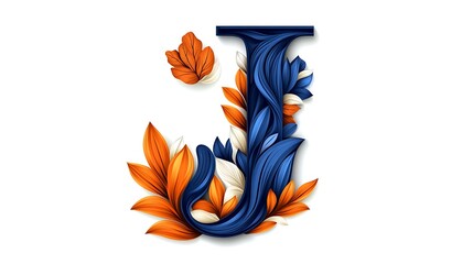 Ornate Floral Letter J: A Digital Illustration AI Generated