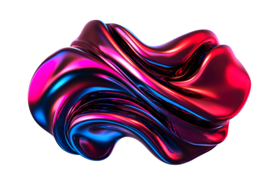 A vibrant abstract shape featuring smooth curves and flowing lines