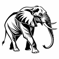 elegant elephant silhouette in black and white