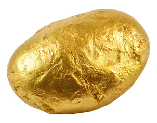 Obraz premium raw gold nugget natural rock with metallic shiny surface, realistic detailed texture of gold mineral stone for mining wealth and luxury resource concept on isolated background 