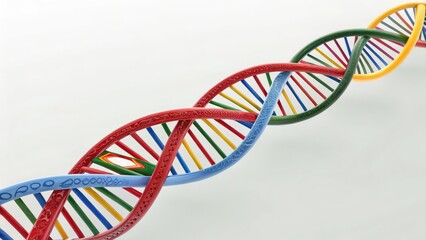 Biotech Ethics Regulation. Colorful DNA double helix illustration representing genetics and biological concepts.