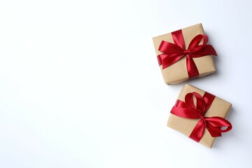 Beautiful gift boxes on white background
