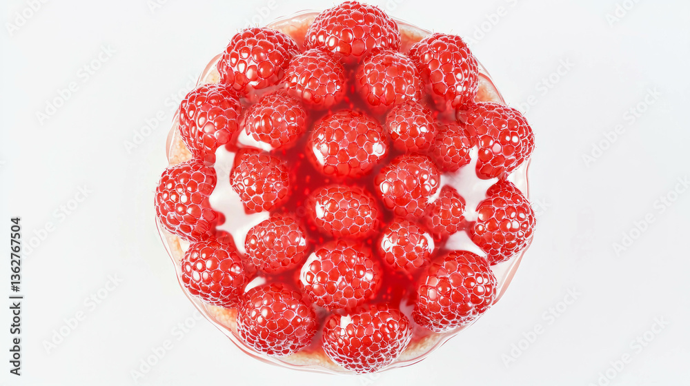 Poster delicious raspberry pancake dessert from above - perfect for breakfast or brunch inspirations