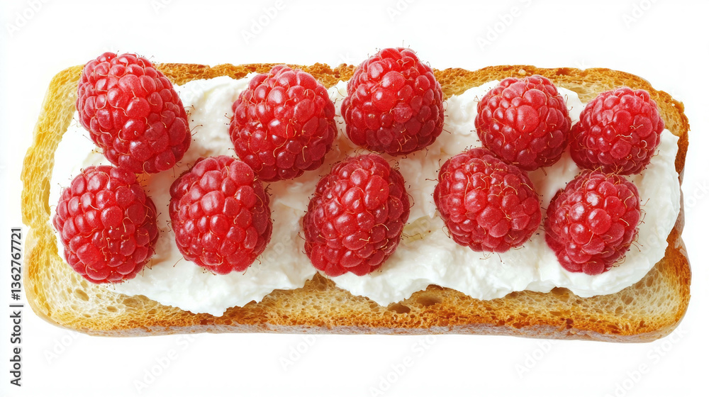 Poster delicious raspberry and cream sandwich on toasted bread for a refreshing snack