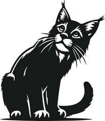 Vector silhouette of a bobcat animal 