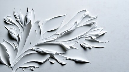 Impasto White Flower Relief Sculpture: A Close-Up Study AI Generated