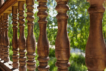 Wooden old decorative balusters