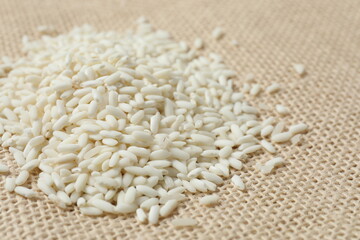 Composition with white rice on the table