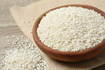 Composition with white rice on the table