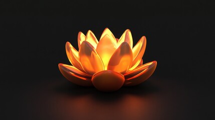 Glowing Lotus Flower Decorative Light with Soft Orange Hue and Tranquil Ambiance