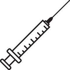 medical syringe icon vector silhouette, Vaccine or injection icon, Syringe injection