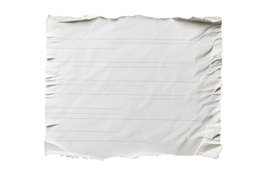 Torn paper sheet with blank lines for writing notes or messages