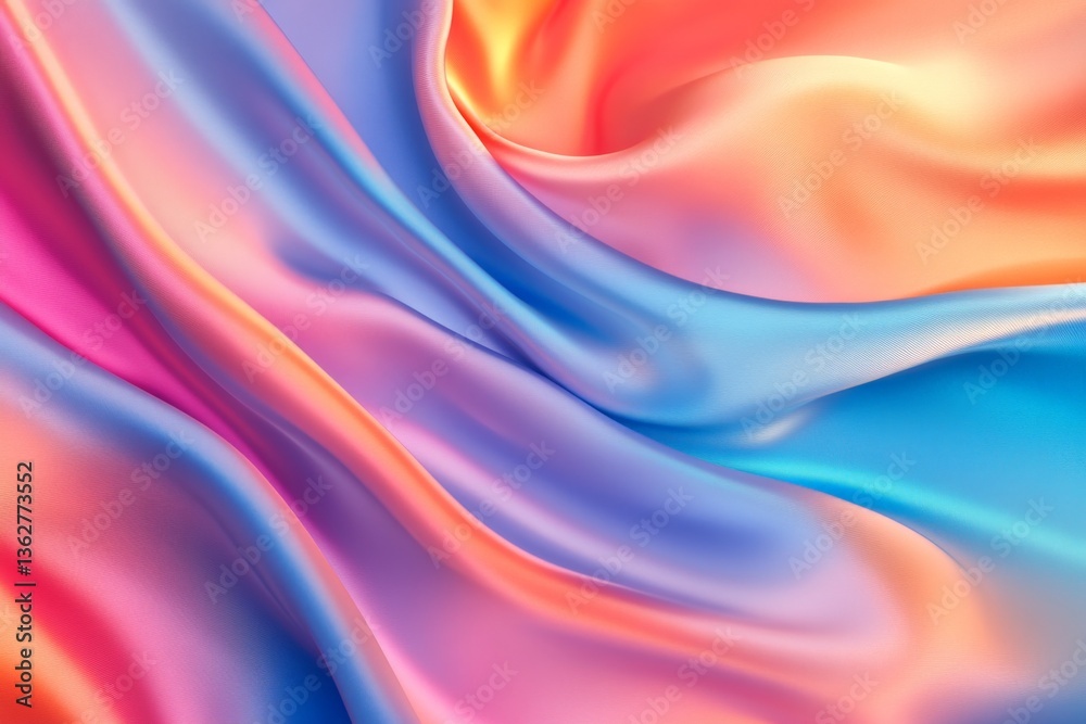 Aufkleber colorful silk fabric waves create a vibrant and smooth texture in a modern textile setting during da