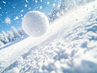Crisp Snowball Soaring Against a Bright Blue Sky on a Sunny Winter Day