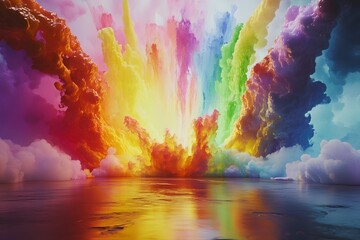 Obraz premium Giant Splash of Rainbow Paint in Motion
