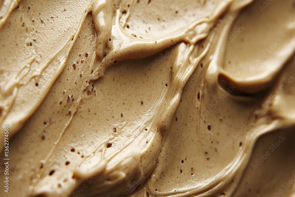 Aufkleber Creamy texture of smooth chocolate spread displayed on a surface with rich color variations and glossy finish