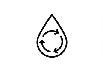 Fototapeta premium A water drop symbol with three arrows in a circular motion on a white background illustration