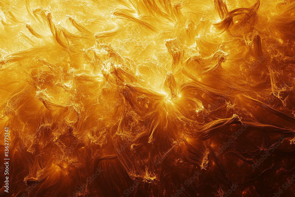 Poster Abstract image of swirling, golden-orange textures creating a dynamic and energetic visual, showcasing fluidity and movement, ideal for energy or fire-related concepts