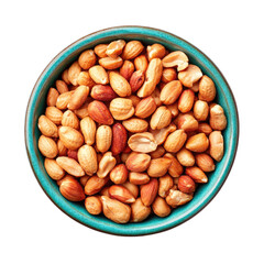 Roasted peanuts in a teal bowl