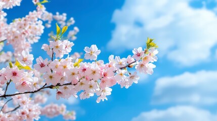Delicate Pink Blossoms Against a Vivid Blue Sky