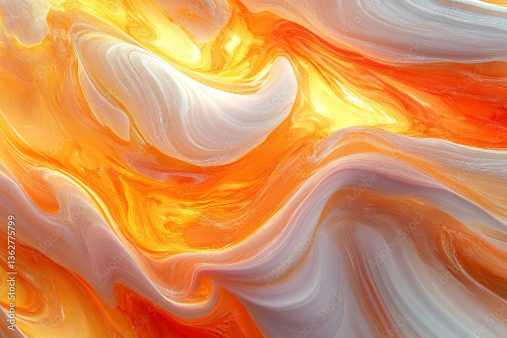 Fototapete bright orange and white abstract waves create a vibrant and dynamic texture in a fluid art compositi