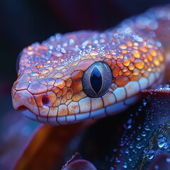 Fototapeta premium close up of snake with the dew in morning