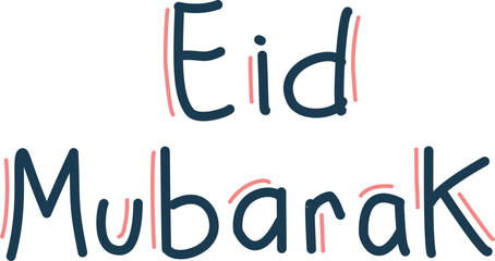 Eid Mubarak greeting Hand Writing Illustration 