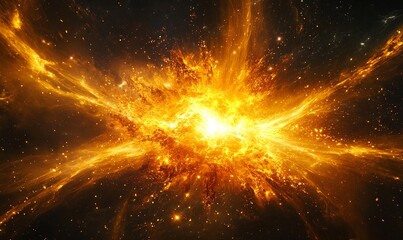 Obraz premium Fiery cosmic explosion. A vibrant display of energy and light in the vast expanse of space.