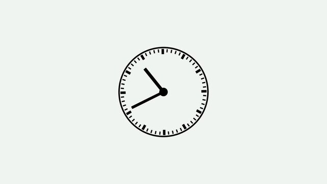 Simple clean animated clock interface with no circle frame, timelapse speeding hands, time passing, moving arrows, 24 hrs. Clock icon 24 Hour Day Fast Speed. 4k video.