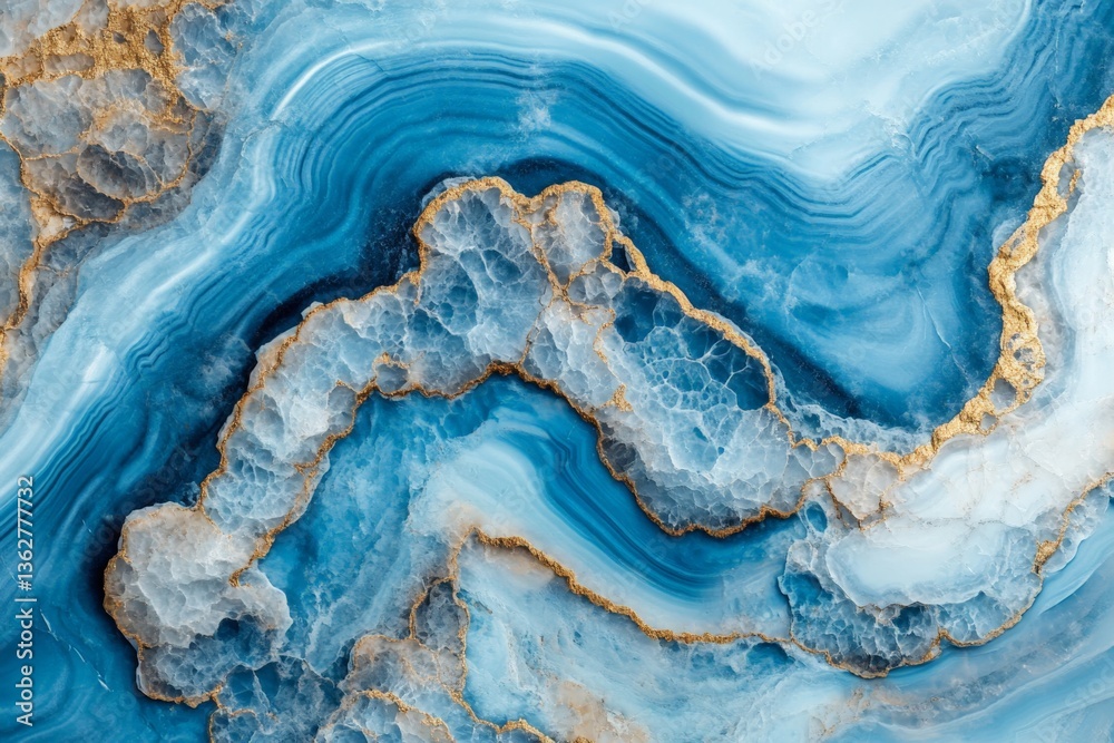 Poster vibrant blue and white mineral patterns with golden accents create a stunning abstract backdrop for 