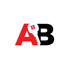 Abstract Letter A and B With Negative Space Key