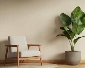 Warm, inviting wooden study with natural textures, cozy reading nook, and clean minimal decor