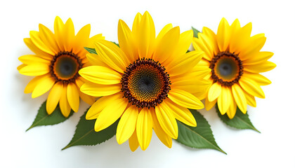 a bunch of sunflowers on a white background