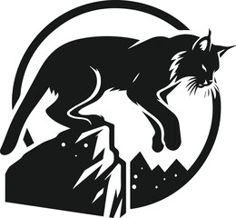 Vector silhouette of a bobcat animal 