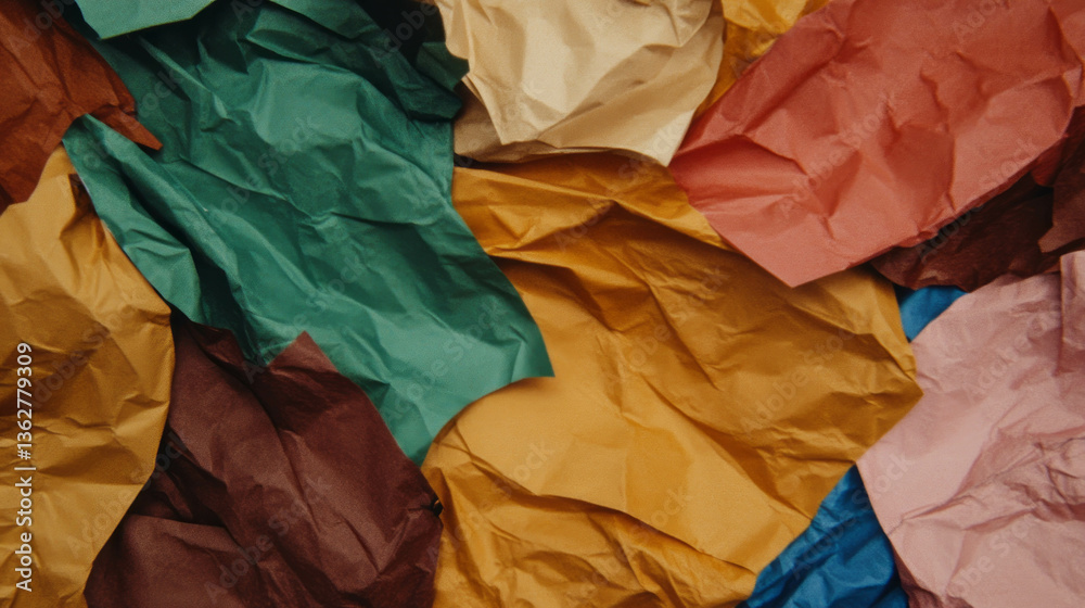 Aufkleber abstract chaos of multicolored crumpled craft paper texture