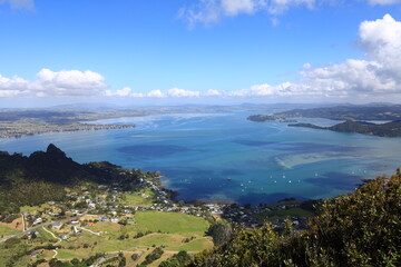 View from the Mount Manaia is a dominant landmark approximately 30 kilometres southeast of Whangārei city on the Whangārei Heads peninsula