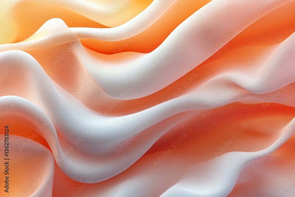 Aufkleber soft waves of pastel fabric create a soothing visual texture in elegant shades of orange and white