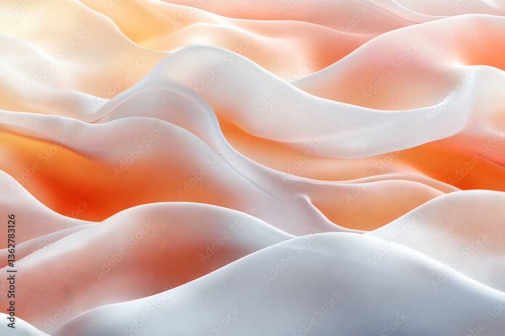 Poster textured fabric flowing in soft waves with hues of orange and white