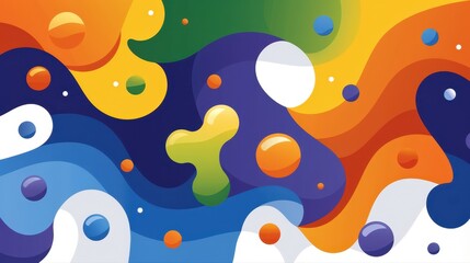 Abstract background art, swirling shapes and vibrant colors in a modern design