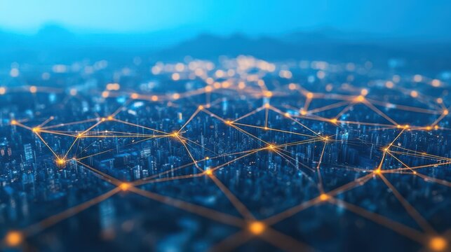 An abstract visualization of a connected global logistics ecosystem