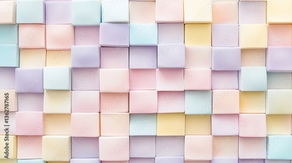 Aufkleber pastel-colored cubes create a smooth, textured background, showcasing a calming and gentle aesthetic
