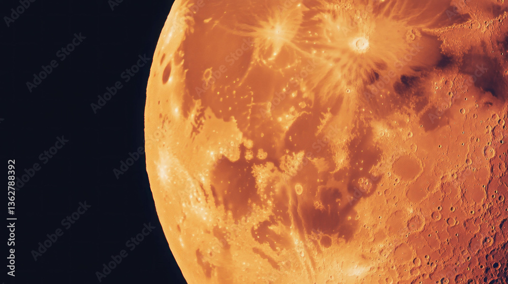 Aufkleber Abstract orange moon texture with chaotic patterns