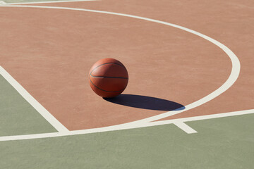 Basketball on outdoor basketball court