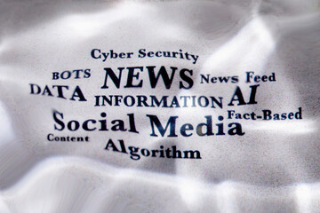 Internet buzzwords on distorted background